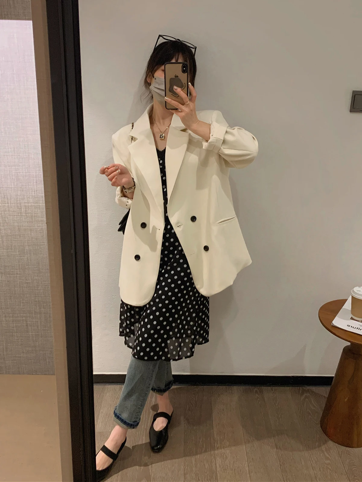 

Женский деловой пиджак Love Devil Fi абрикосового цвета, свободный, стройнящий, средней длины, весна 2026, новинка, для офиса и повседневной носки