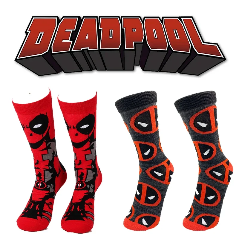 Calze Deadpool uomo Marvels Anime calze lunghe accessori per abbigliamento sportivo all\'aperto moda quattro stagioni Socks regalo per adolescenti