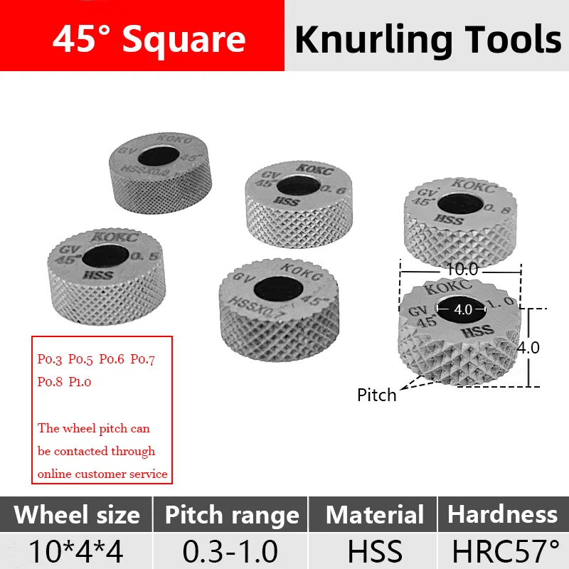 GV45° 10*4*4 Single Knurling Tools KOKC For CNC Lathe Square pattern