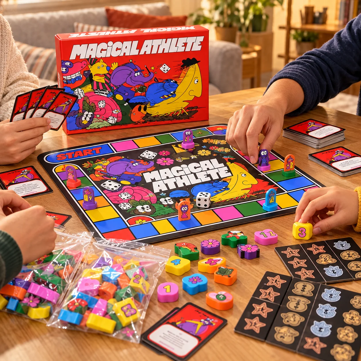 Magic Athletes Board Game, Pure Chaos Racing, Thrilling Strategy, Big Box Deluxe Edition, English Version, Perfect for Family