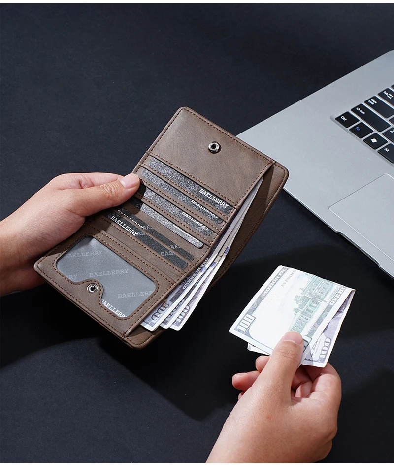 New Men Wallets Leather Purse Man Slim Card Horders Quality Male Short Multi-card Wallet Coin Pocket Purse