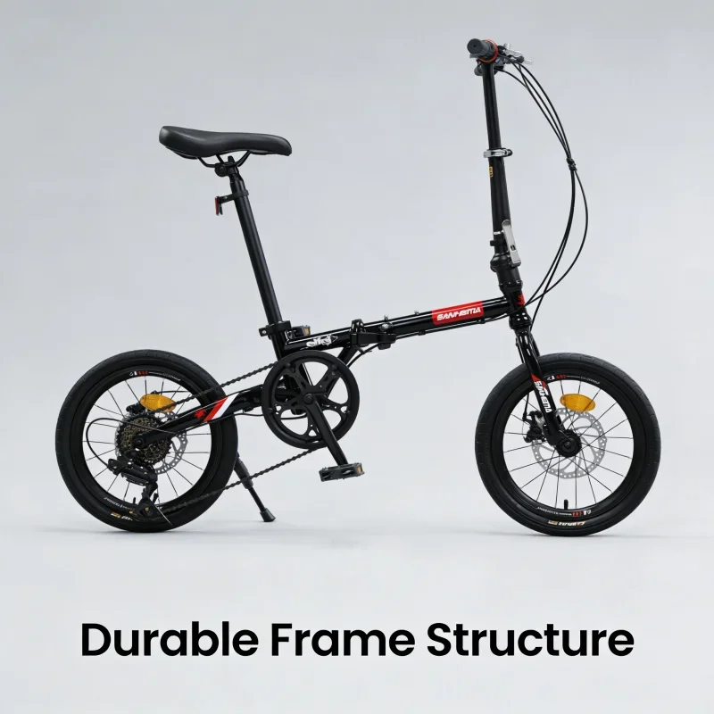 

16-inch Black Rixi Folding Bike - Economy Edition 6-Speed Ultra-Light Portable Adult Men's And Women's Bicycle