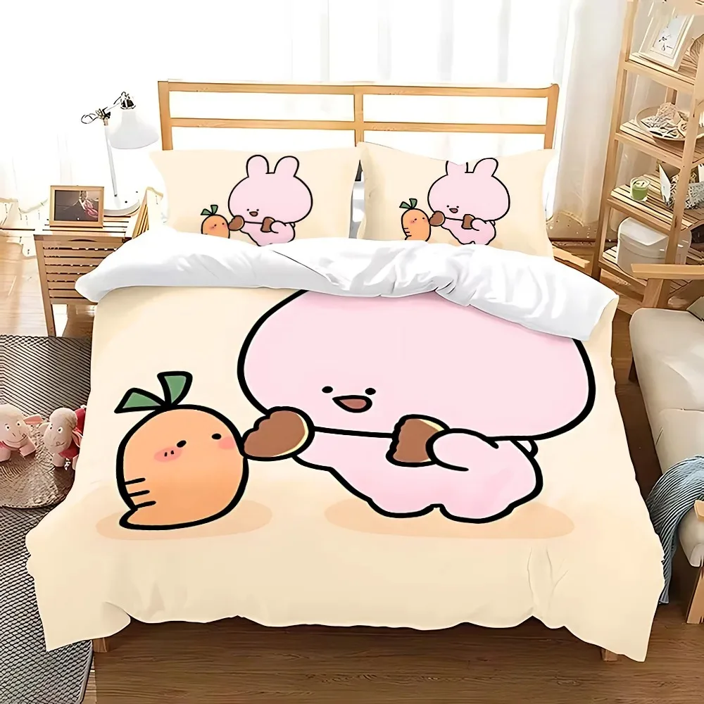 3D Print Asleep Cute Asamimi Square Bedding Set,Girls Adult Single Twin Queen Size, Duvet Cover Pillowcase Bedding
