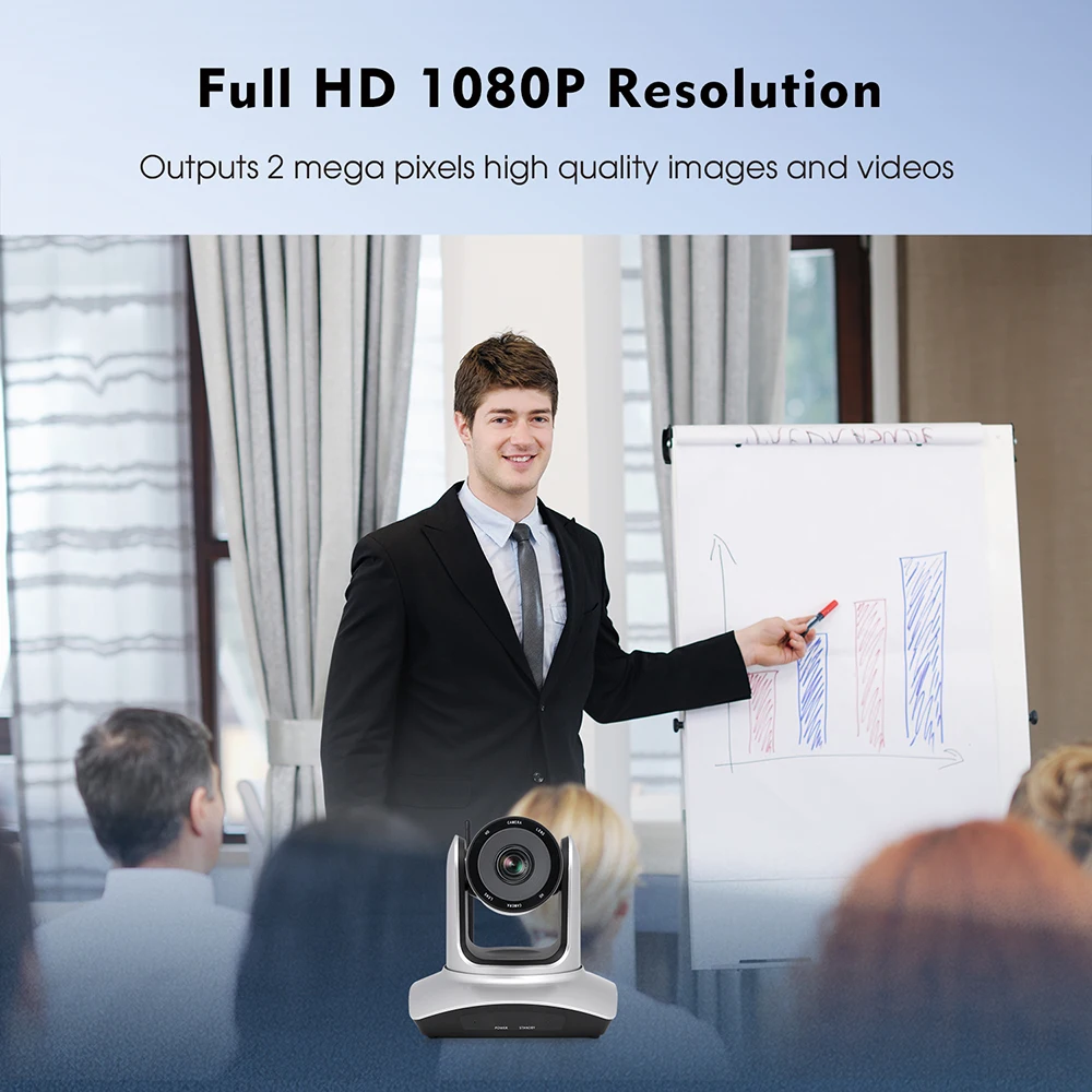 TOALLIIN 1080P PTZ Camera Professional, 2.4G/5.8G Wireless ptz camera, 3X/10X Optical Zoom, for Conferencing & Church Streaming