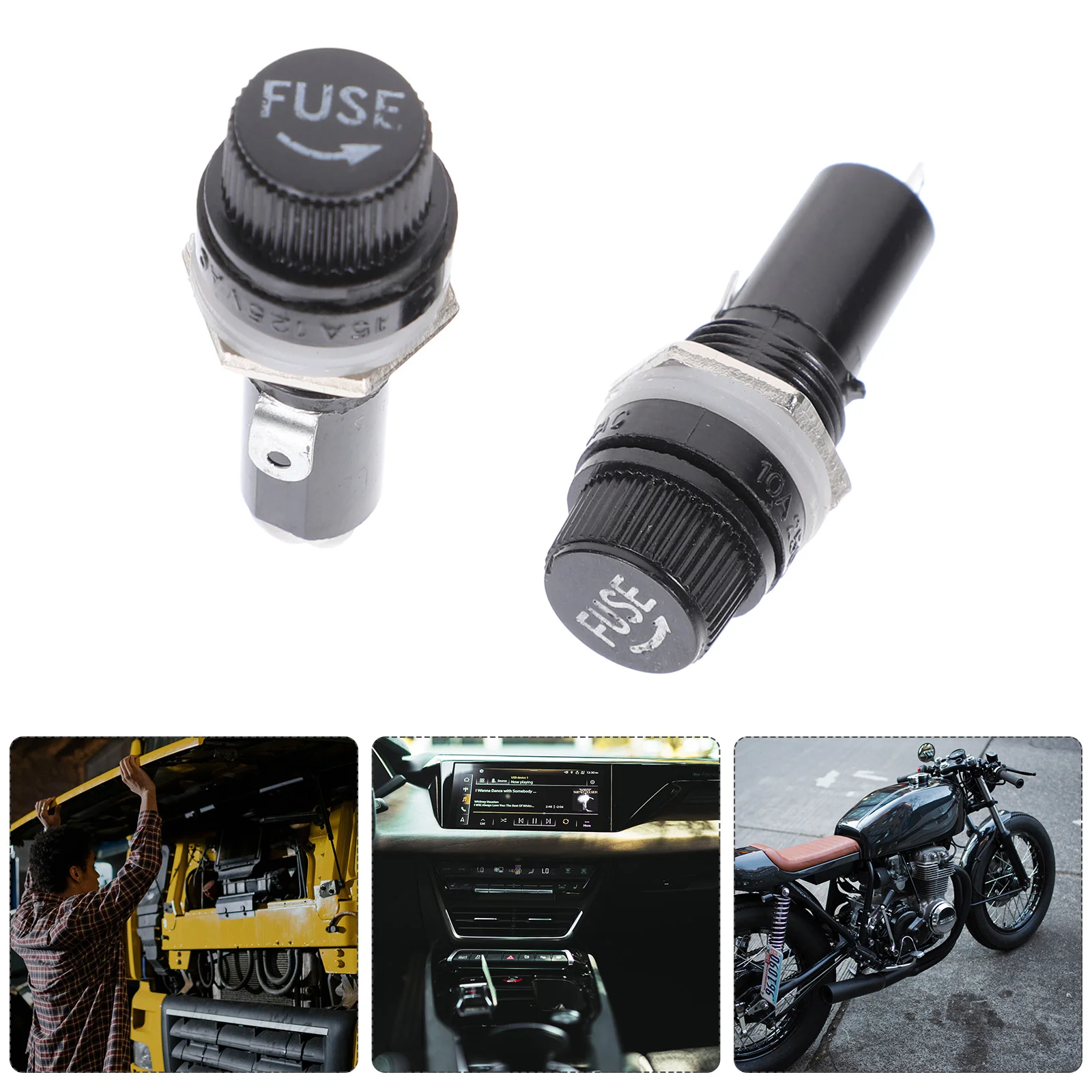 

16 Pcs Black Fuse Holder Fuel Socket Parts Panel Mount 6x30 Insurance Glass Tube 35X15X15CM Marine Flush Mini Holders 12v