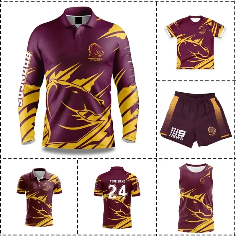 

Customization 2024 Brisbane Broncos Fishing Shirt Rugby Jersey - Men's Size: S-5XL（Print Custom Name Number）