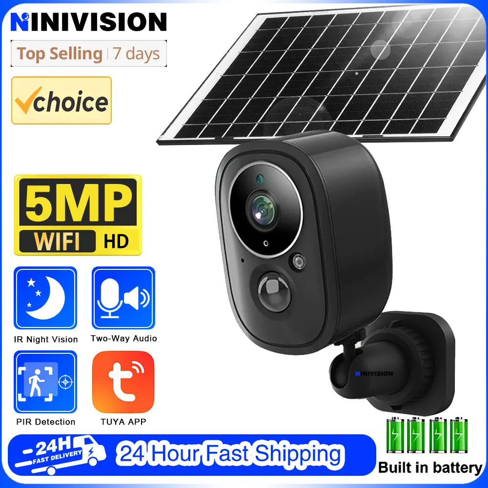 

5MP WIFI Solar Camera With Battery PIR Detection Wireless IP Camera Color Night Vision Security Surveillance Smart Life Home