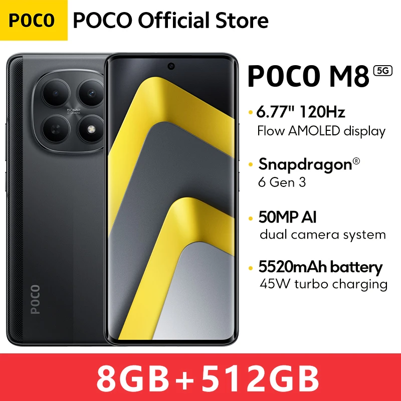 POCO M8 5G Global Version Smartphone 256GB 512GB Snapdragon® 6 Gen