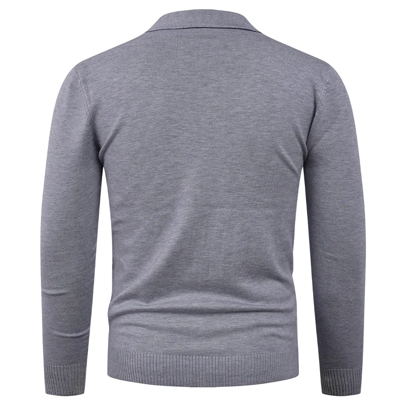 Пуловер Вязаный свитер с лацканами Повседневный универсальный свитер Топ с длинными рукавами