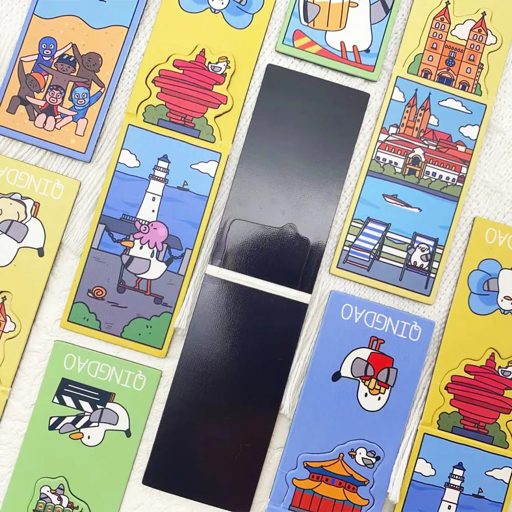 4 قطعة الكرتون تشينغداو الإشارات المرجعية المغناطيسية اللوازم المكتبية المدرسية صفحات القراءة الكتب المشروحة DIY بها بنفسك الإشارات المرجعية الجمالية #2