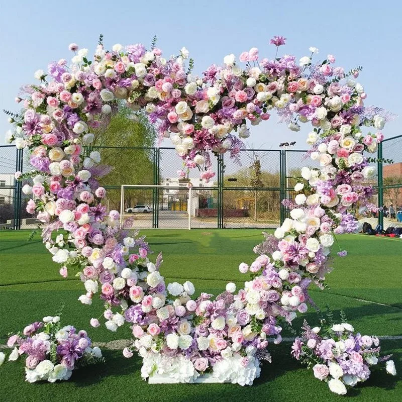 6.5ft Heart Shaped Flower Row Flower Arrangement With Metal Arch Wedding Background Floral Arch Set Party Stage Props Decor