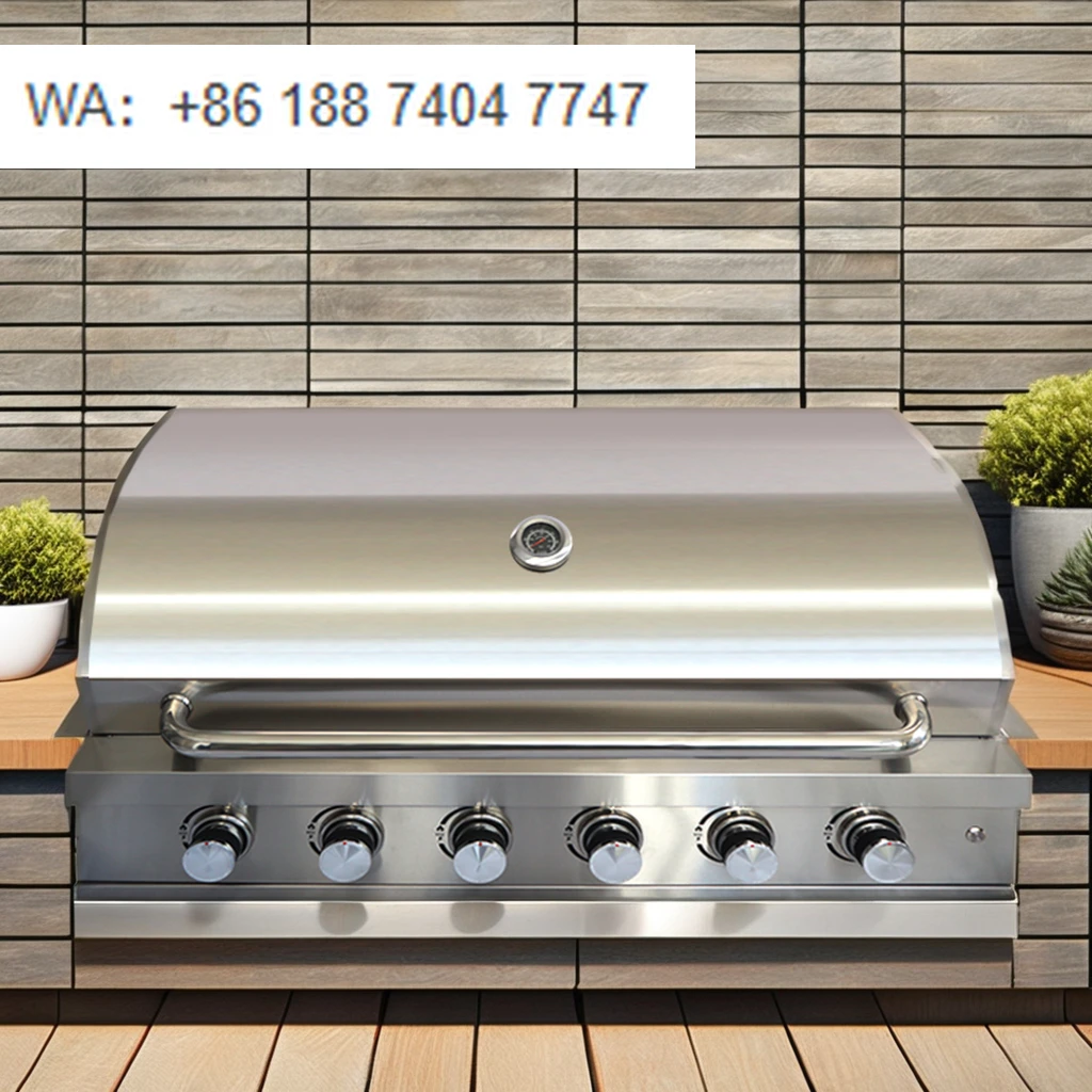 

6-Burner Stainless Steel Built-In BBQ Grill with Easy-to-Use Control Knobs for Backyard Kitchen and Garden