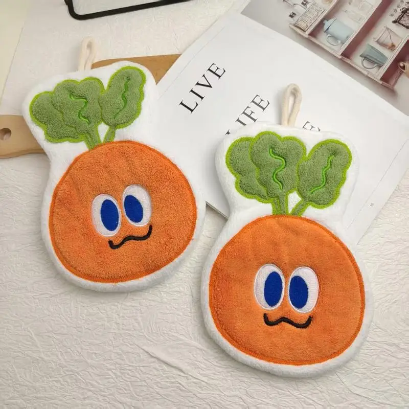 الجزرة الاطفال الكرتون شنقا منشفة اليد لينة المرجان الصوف ماصة منشفة المطبخ الوجه القماش