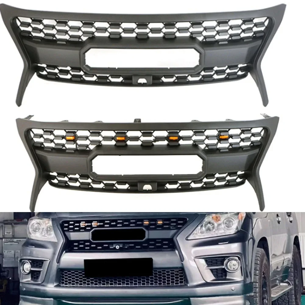 Auto Parts Front Bumper Grille With LED Lights Modified Accessories Racing Grill For Lexus LX470 LX570 2013 2014 2015