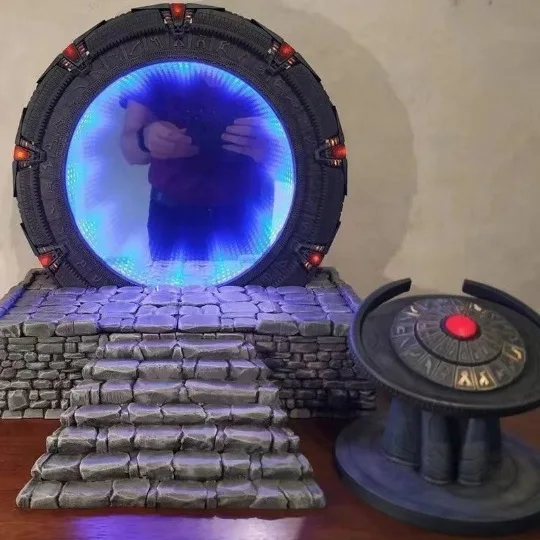 Stargate Model Ornament With Lights Movie Souvenir Resin Collectibles Crafts Creative Led 3d Nightlight Decoration Birthday Gift