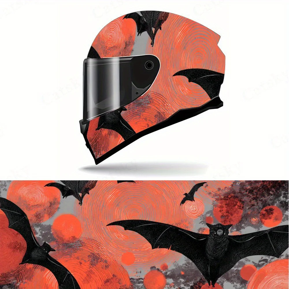 

Mysterious Bat with Red Moon-Durable Waterproof PVC, Self-Adhesive Motorcycle Racing Helmet Decal, Perfect Gift for Motorcycle E