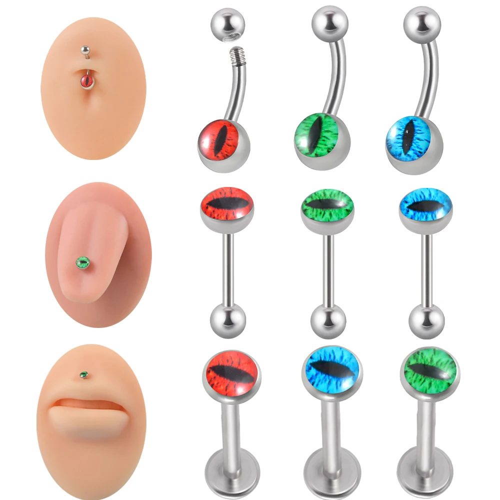 1PC Surgical Steel Round Eye Shape Belly Button Ring Labret Lip Tongue Stud Navel Piercing For Women Gift Body Piercing Jewelry