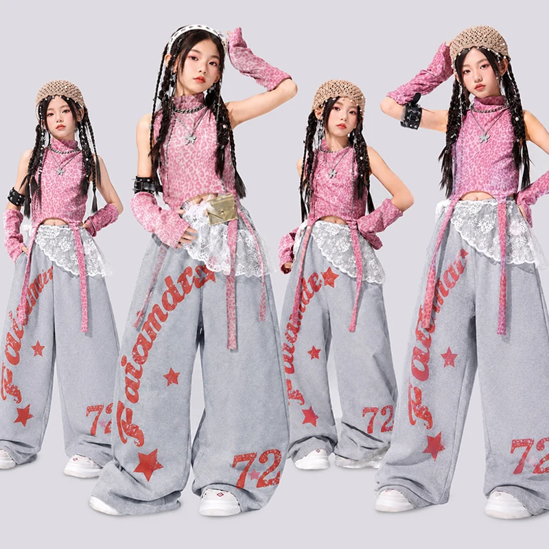 costume-da-ballo-jazz-per-ragazze-outfit-da-spettacolo-hip-hop-e-street-dance-top-rosa-con-stampa-leopardata-pantaloni-larghi-grigi-abbigliamento-per-performance-per-bambini-3975