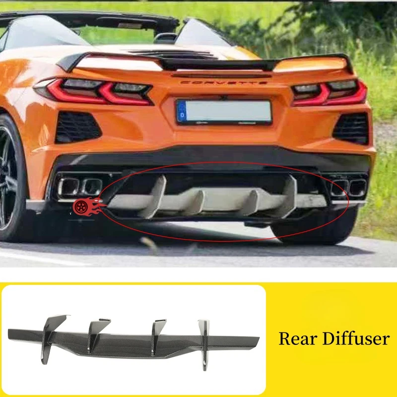 For Chevrole Corvette C8 Z51 2021-2025 Real Carbon Fiber Rear Bumper Diffuser Lip Spoiler Body Kit Splitter High Quality