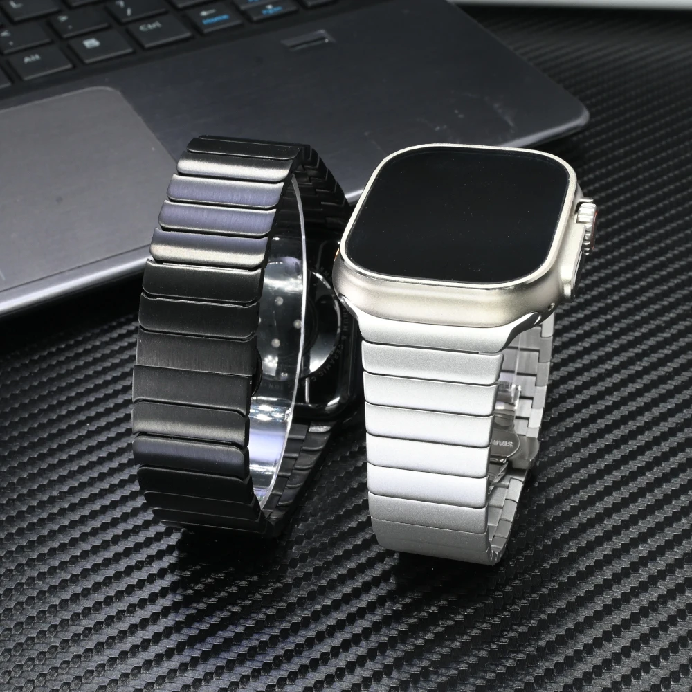 Ремешок из нержавеющей стали для Apple Watch Ultra 2 49 мм 45 мм 46 мм 44 мм Металлический ремешок для iWatch Series 10 9 8 7 6 SE 5 Мужской браслет