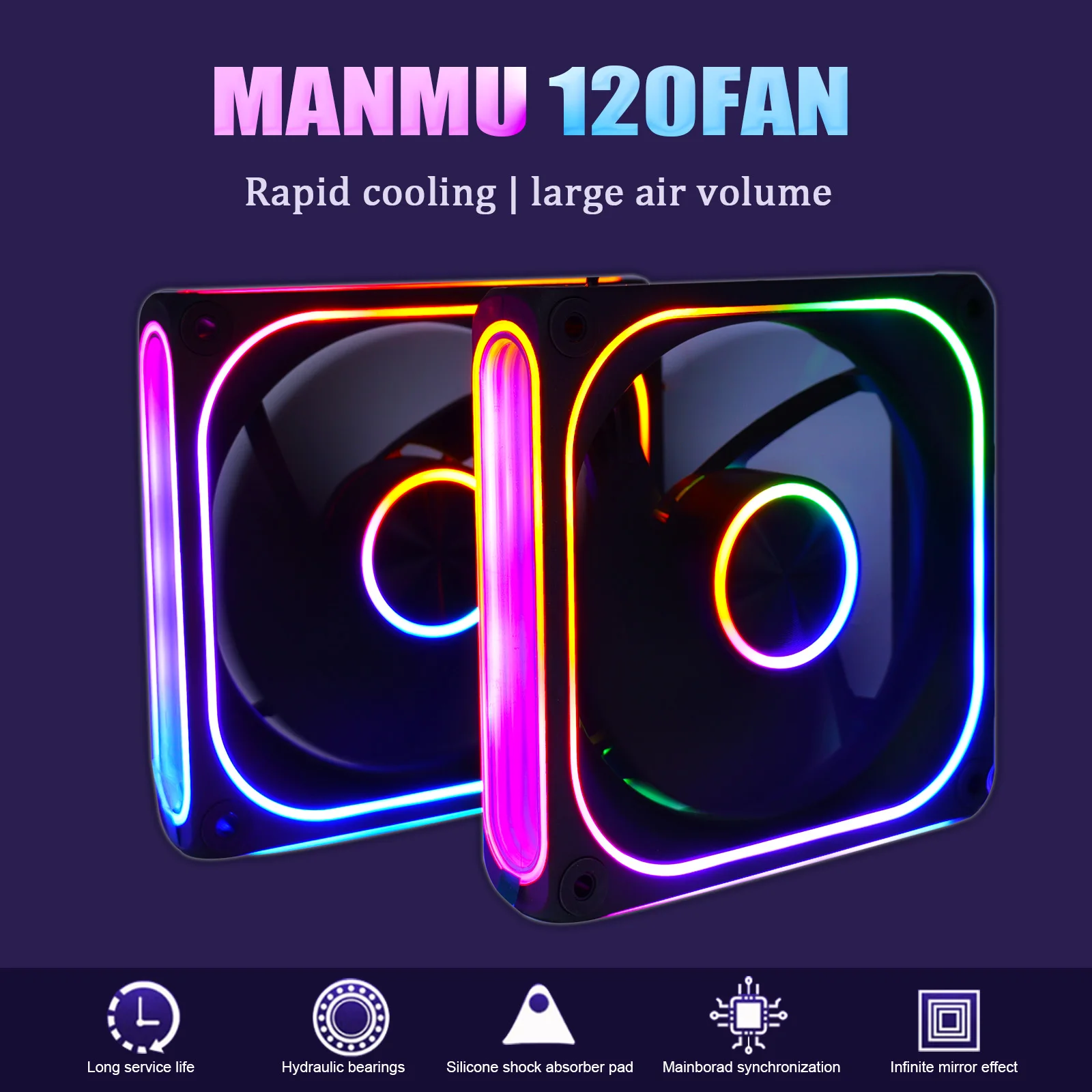 MANMU Rgb Computer Fan Led Pc Fan Cooler Computer Radiator Gaming Pc Case Computer Led Fans 2pin
