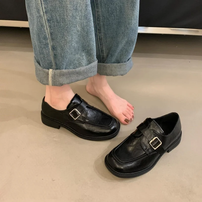 AIYUQI Women\'s Loafers British Style 2026 New Buckle Thick Heel Female Shoes Spring Large Size Women\'s Oxford Shoes