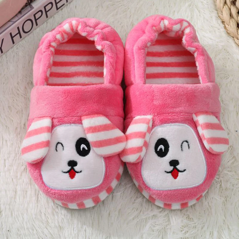 New Children Winter Shoes Toddler Girls Slippers Plush Warm Cartoon Puppy Home Gear Little Kid House Indoor Footwear Baby Items