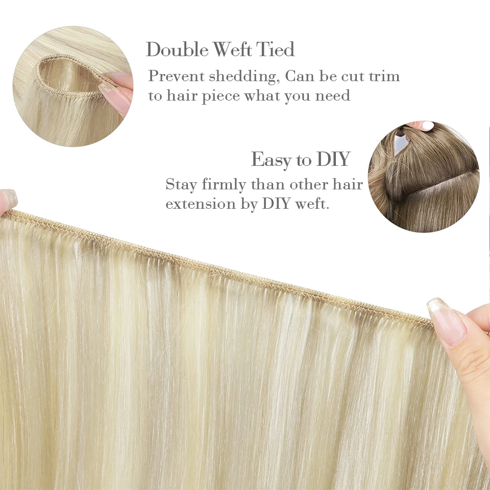 Straight Human Hair Weft 100g Blonde Color Silky Hair Bundles Natural Brazilian Double Drawn Sew In Human Hair Extension