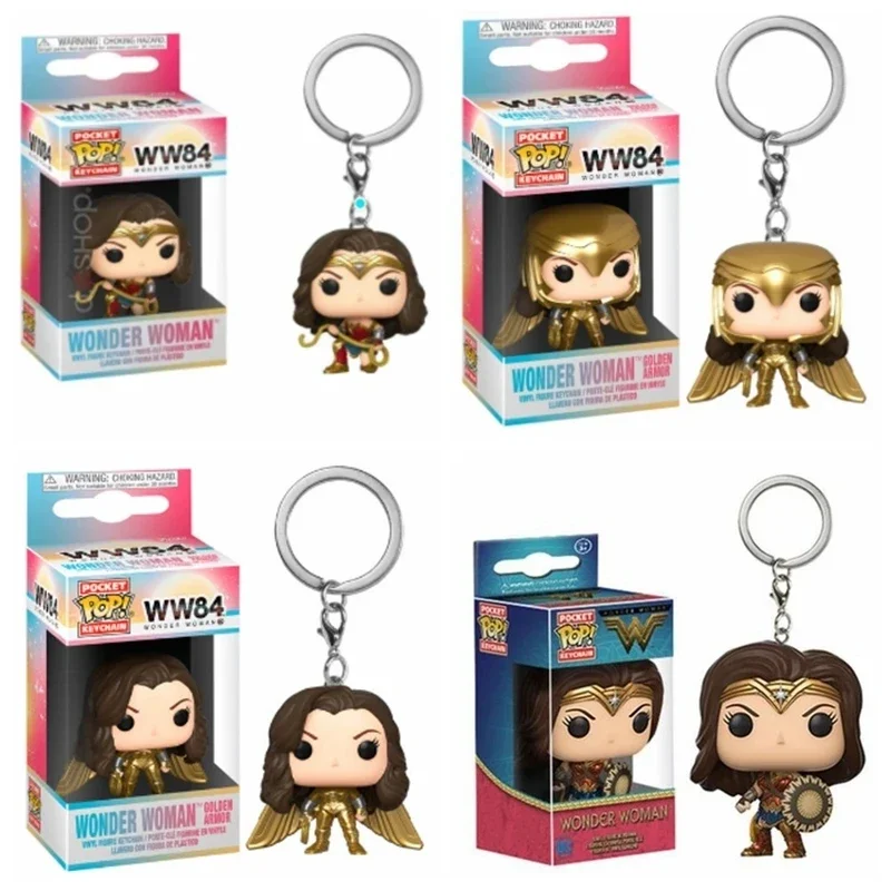 Funko POP DC Heroes Woder Woman 1984 llavero de bolsillo WW84 Liga de la justicia llavero Wonder Woman armadura dorada regalo para niños