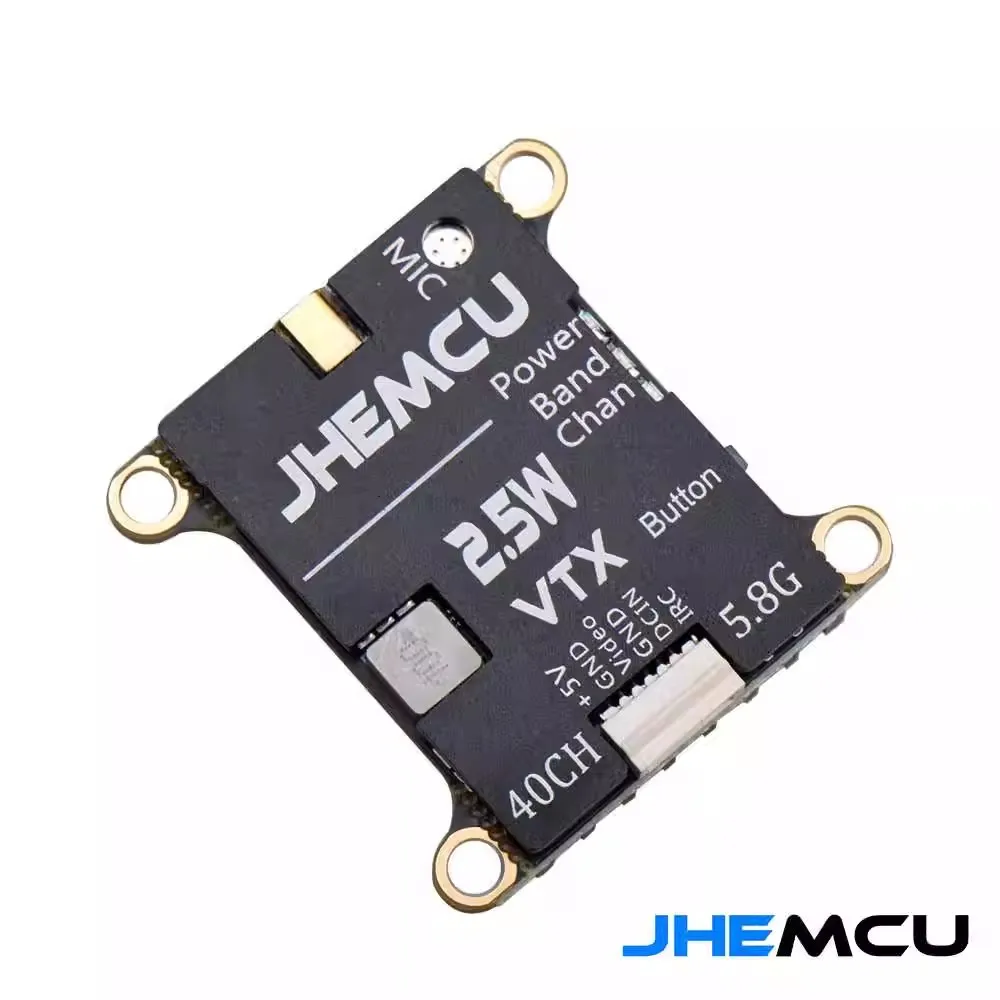 JHEMCU 2.5W VTX 5.8G 40CH Adjustable FPV Transmitter Built-in Microphone Heat Sink 2-6S 30X30mm for RC Airplane FPV Long Range