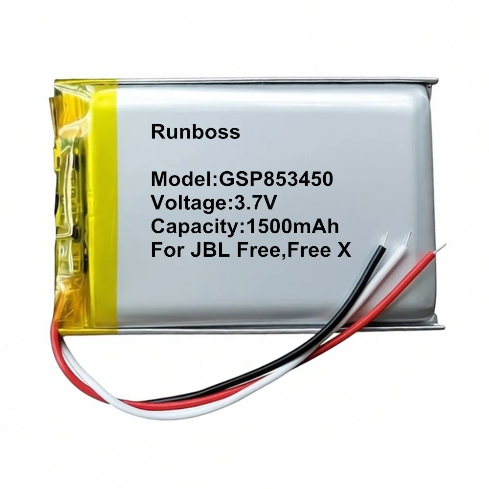 New 3.7V 1500mAh GSP853450 Battery for JBL Free,Free X Charger Box Bluetooth Headset Li-Polymer Rechargeable Pack Replacement