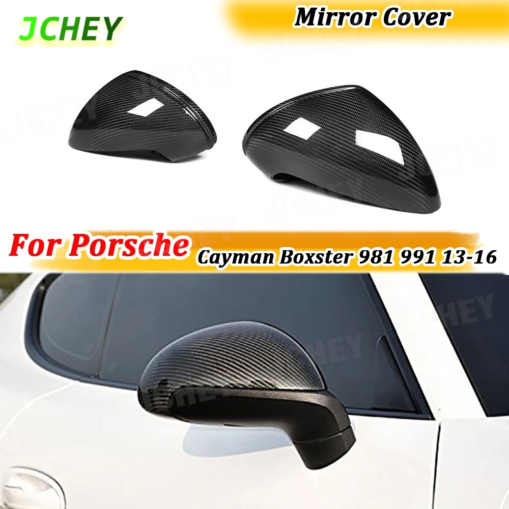 

JCHEY Dry Carbon Fiber Car Side Rearview Mirror Cover Trim Shell Covers For Porsche Cayman Boxster 981 991 Standard 2013-2016