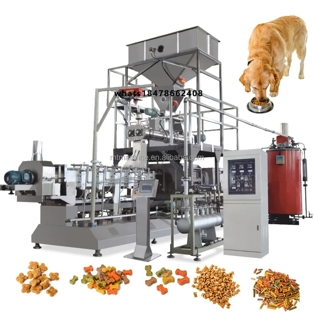 Pet Food Processing Double Screw Extruder Machine Dry Dog Food Making Full Production Line Engine Motor Food Grade Stainless
