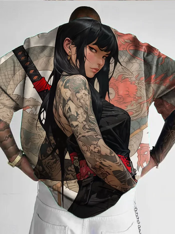 Japanese Bushido Anime Girl 3D Printed t shirts Men Women Short Sleeve O-Neck T-Shirt Harajuku Tee Casual Y2K Top Men\'s Clothing