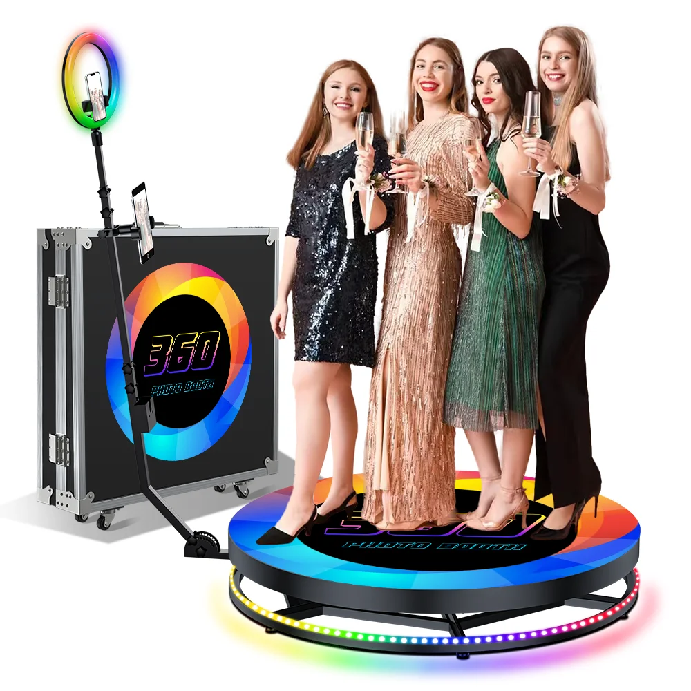 

Portable 360 Photo Booth Machine 100cm Selfie 360 Camera Booth Automatic Rotation Video Booth with Flight Case for Wedding Party