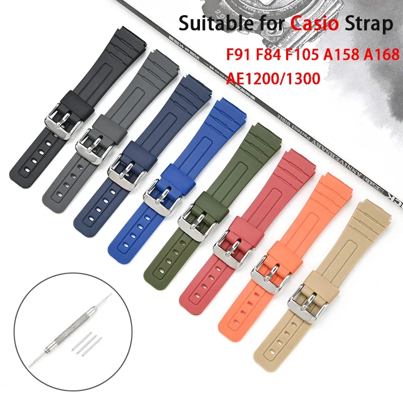 Cxd 18 مللي متر بولي TPU الراتنج حزام ل كاسيو F-91W F-84 F-105/108 A-158/168 AE-1200/1300 حزام (استيك) ساعة مقاوم للماء الرياضة سوار إكسسوارات #1