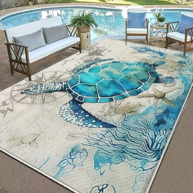 

3D Sea Turtle Carpet for Living Room Home Decor Sofa Table Large Area Rugs Bedroom Anti-slip Floor Mat Bath Entrance Doormat