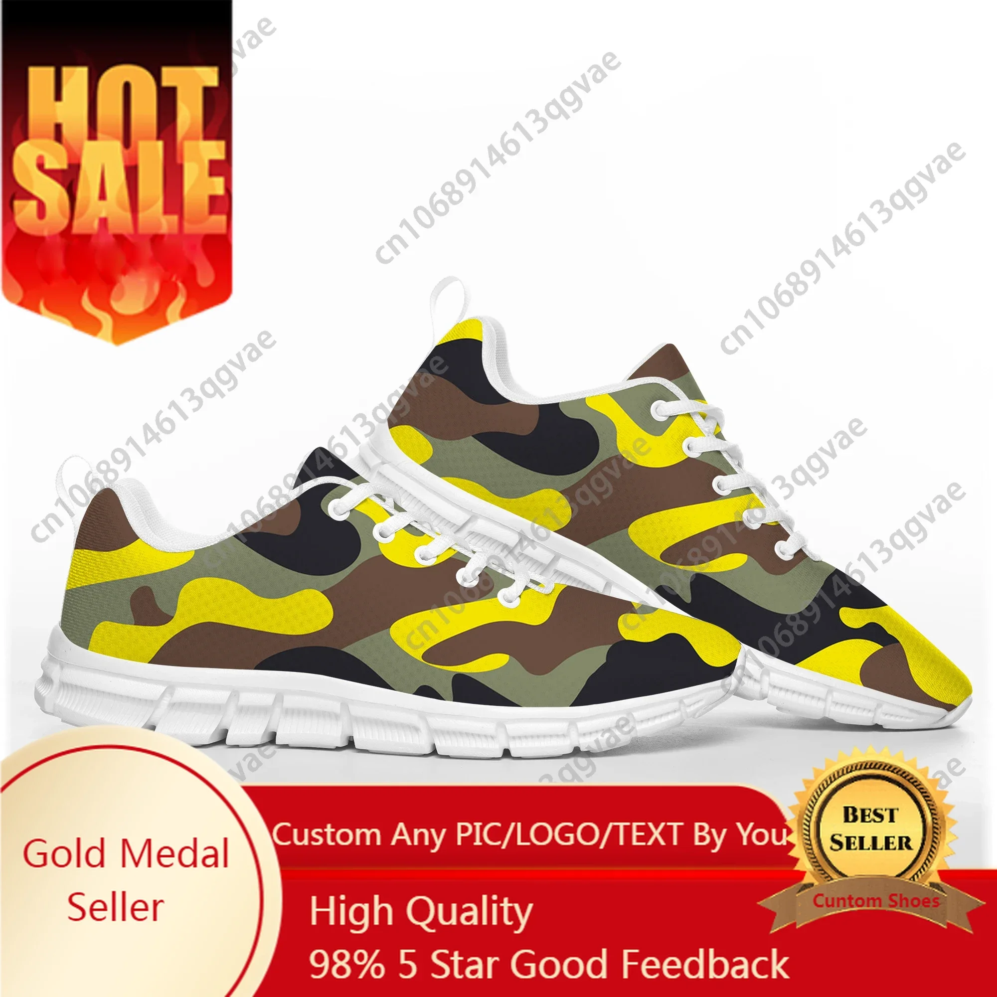 Camo Yellow Sports Shoes Mens Womens Teenager Sneakers Army Camouflage Casual Custom High Quality Couple Shoes