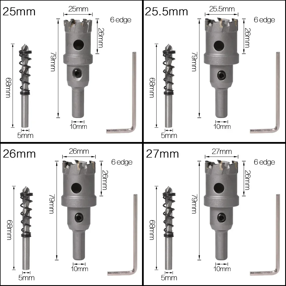 1 buah mata bor TCT ujung karbida 5A, mata bor gergaji 27-37mm, Set pemotong lubang untuk mata bor Metal Alloy baja tahan karat