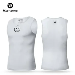 WEST BIKING Cycling Base Layers Men Summer Mesh Breathable Sport Underwear Smiling Face Printing Bicycle Sleeveless Sweatshirt
