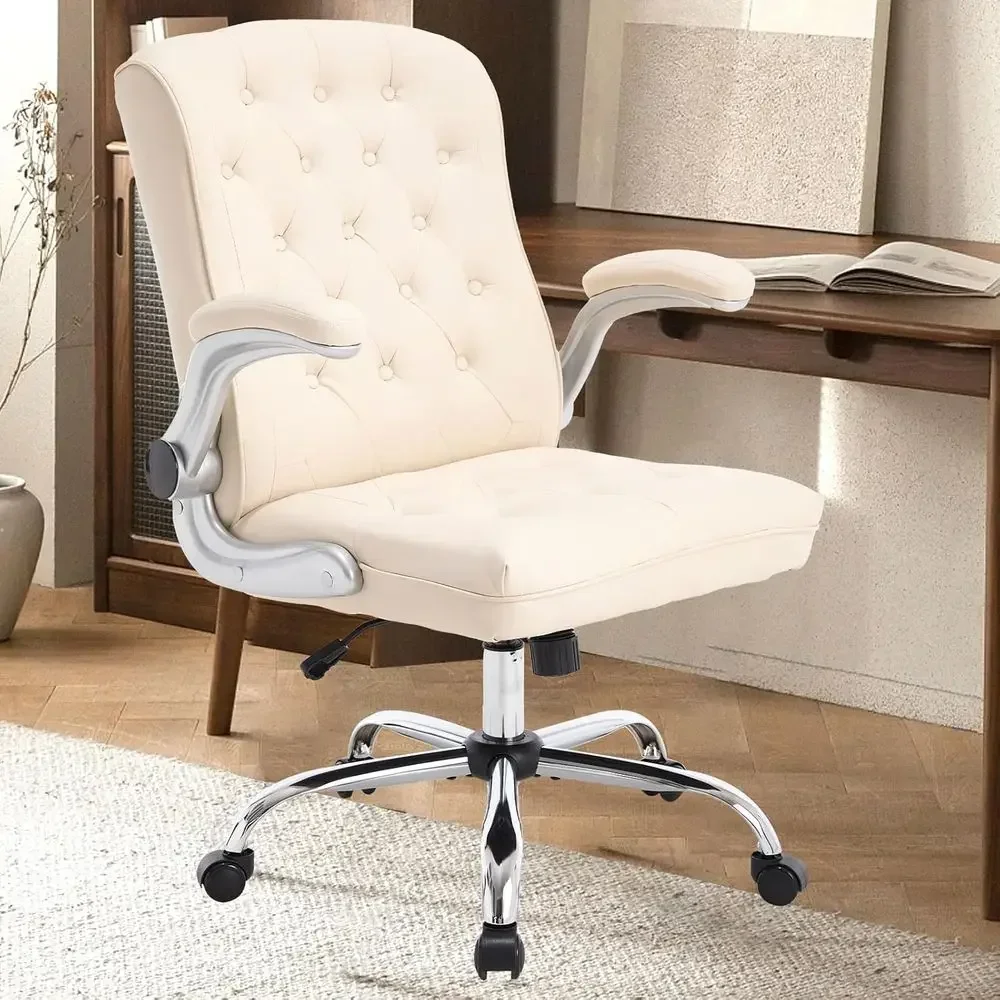 Ergonomic High-Back Swivel Desk Chair with Padded Armrests, Suitable for Home or Office Use