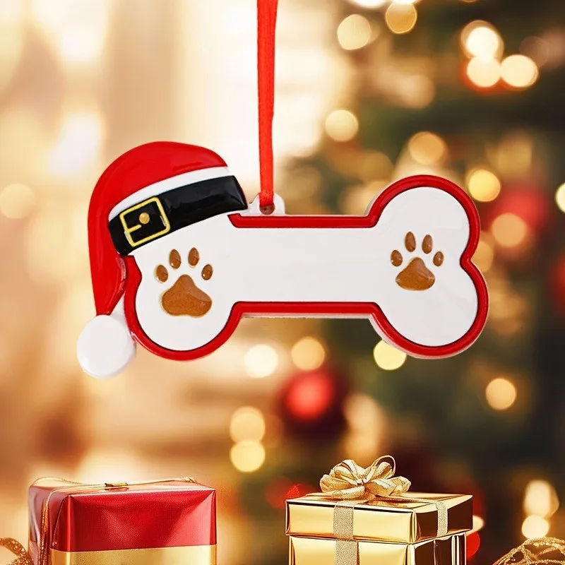 Flat Acrylic Christmas Pendant Bone Pet Dog Christmas Gift Ornament Hanging Decoration
