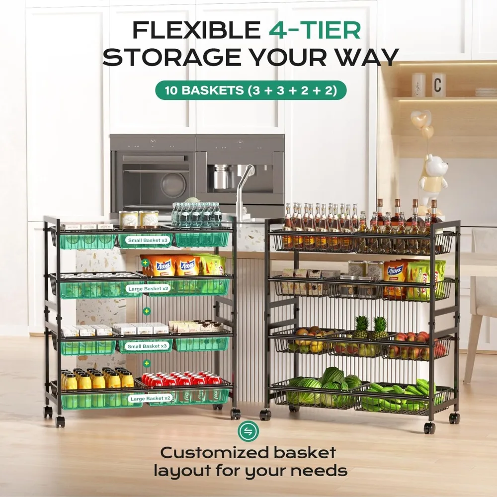 4-Tier Kitchen Storage Cart: The Ultimate Rolling Pantry Solution thumbnail