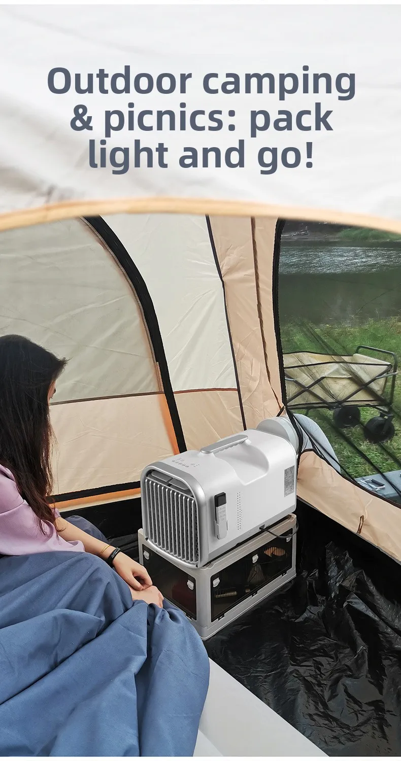 2025 New Design 4500BTU Mini Portable Air Conditioner for RV Outdoor Tent & Hotel Use-Cooling Only USB-Powered Remote Control