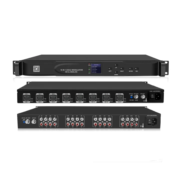16-In-1 Analog Modulator for Hotel Use Converting 16 Video and Audio Signals to RF Agile Modulator