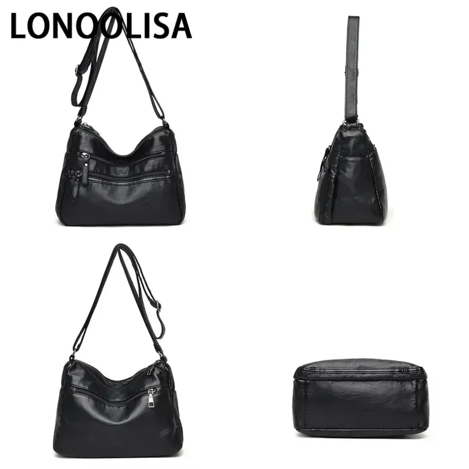 Vários bolsos de couro macio crossbody bolsas para as mulheres nova moda cor sólida feminina ombro tote bolsas sac um principal