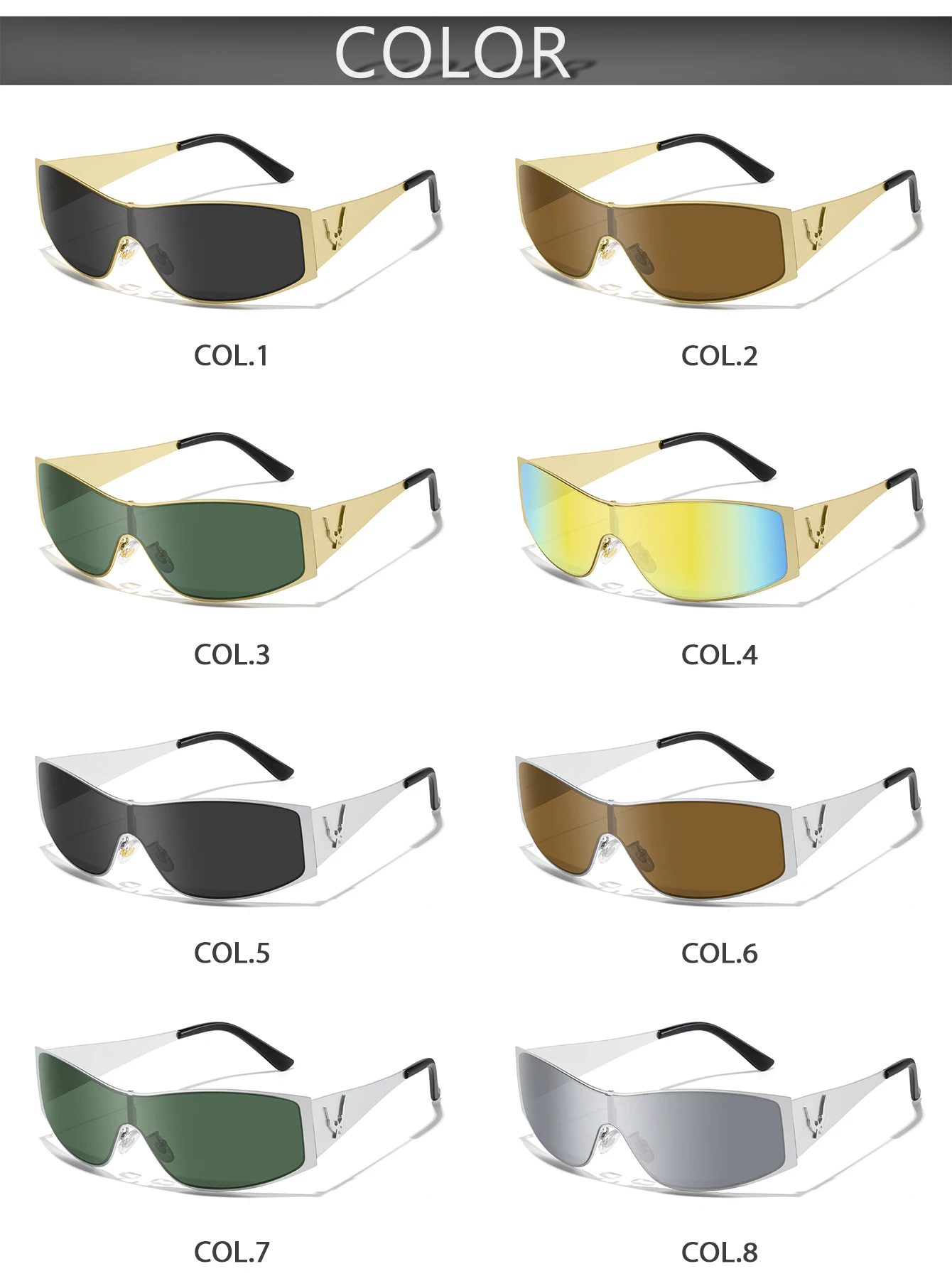 Modische Übergroße Metall-Sonnenbrille mit UV400-Schutz für Männer und Frauen im Vintage-Stil für Wandern und Radfahren – Detail 3