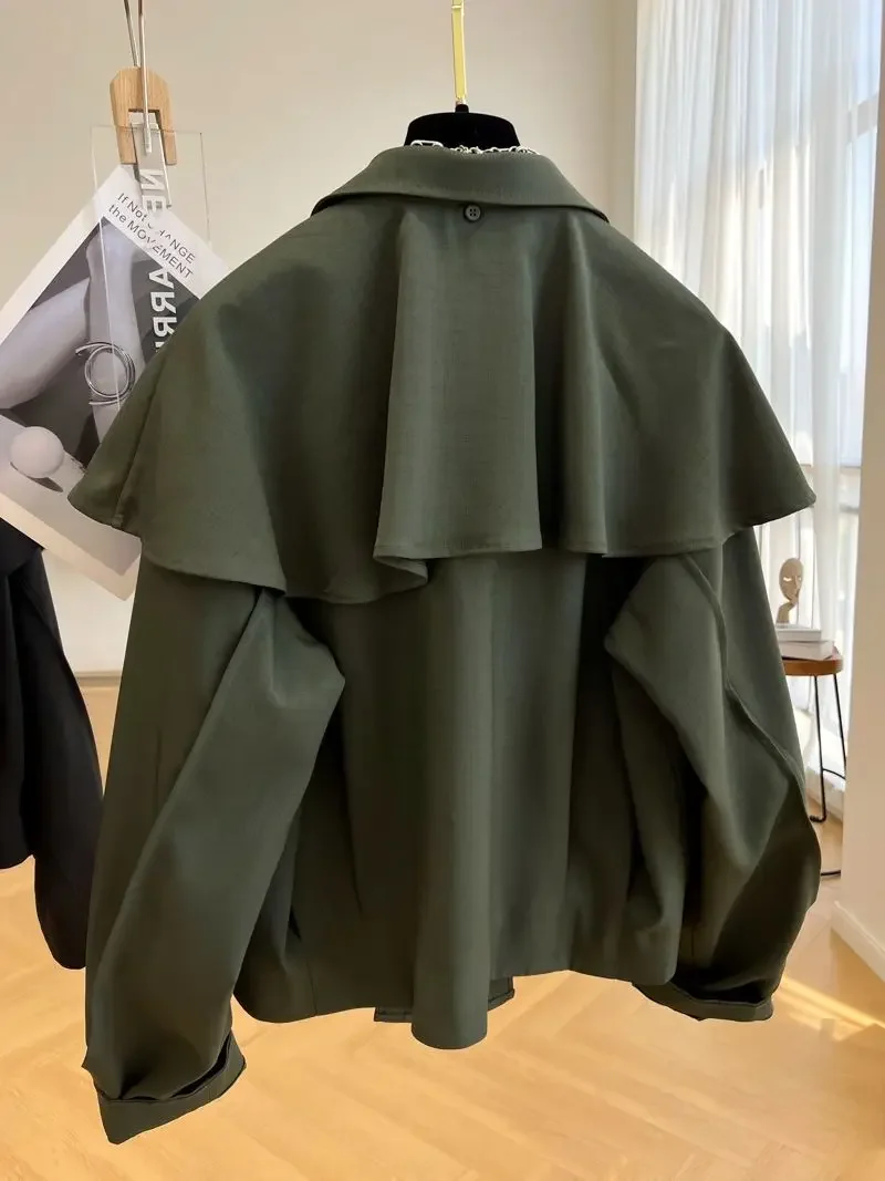 Korean Fashion Cloak Casual Capes Jacket Women\'s 2024 Autumn Winter Jacket Top Fall Outfits Y2k Streetwear New in Outerwear Goth