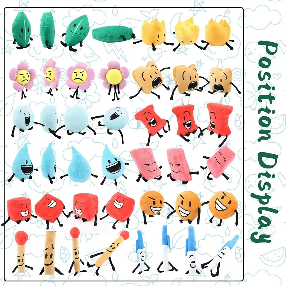 Battle for Dream Island Plush Toy Leafy Firey Coiny Teardrop Stuffed Animal Plant Soft Doll Plushie Kids Children Birthday Gifts