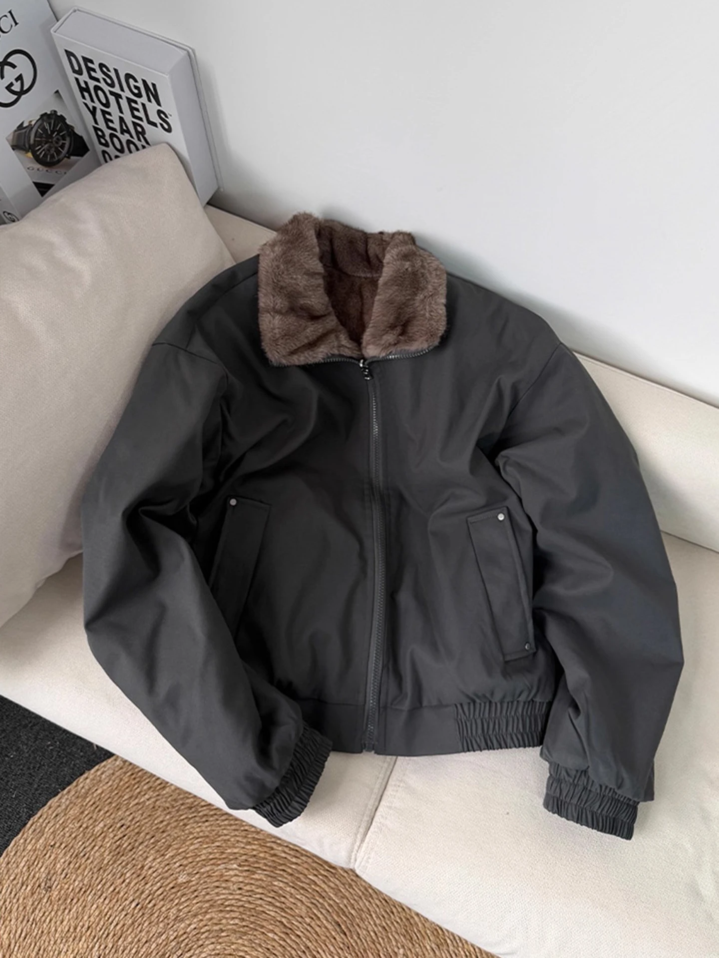 

Мужская зимняя куртка American Sle с двусторонним меховым воротником Mountain Eagle, утепленная флисом, утолщенная, из хлопка, для коротких полетов